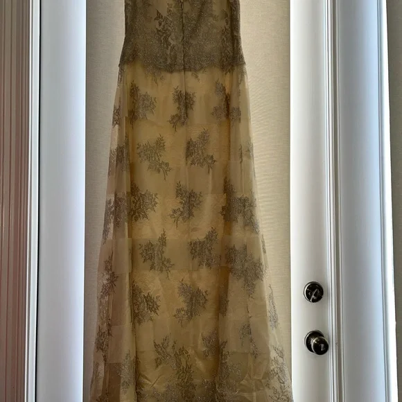 Kay Unger Champagne Lace Dress - Picture 3 of 5